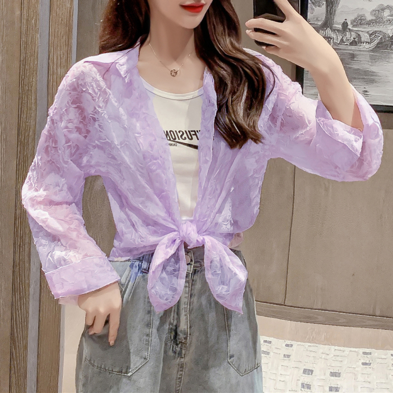 Western style spring and summer shirt embossing tops for women