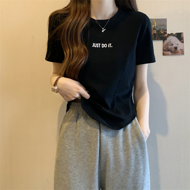 Printing all-match T-shirt pure cotton tops for women