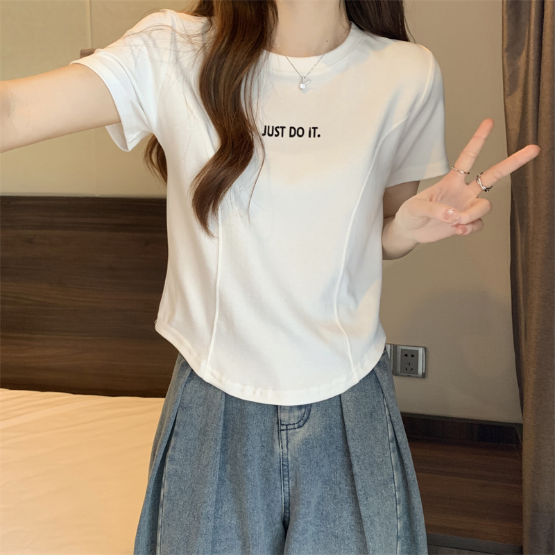 Printing all-match T-shirt pure cotton tops for women