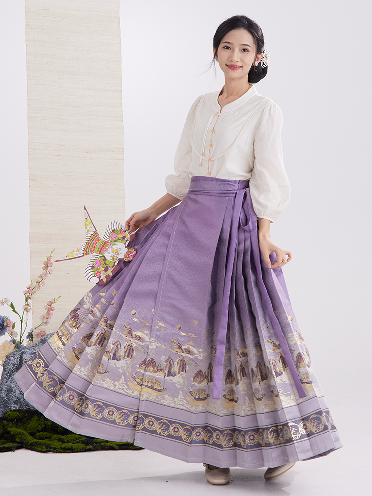 Cstand collar horse-face skirt Chinese style tops