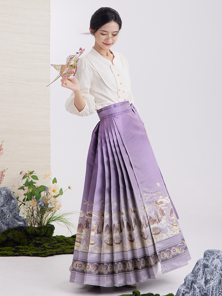 Cstand collar horse-face skirt Chinese style tops