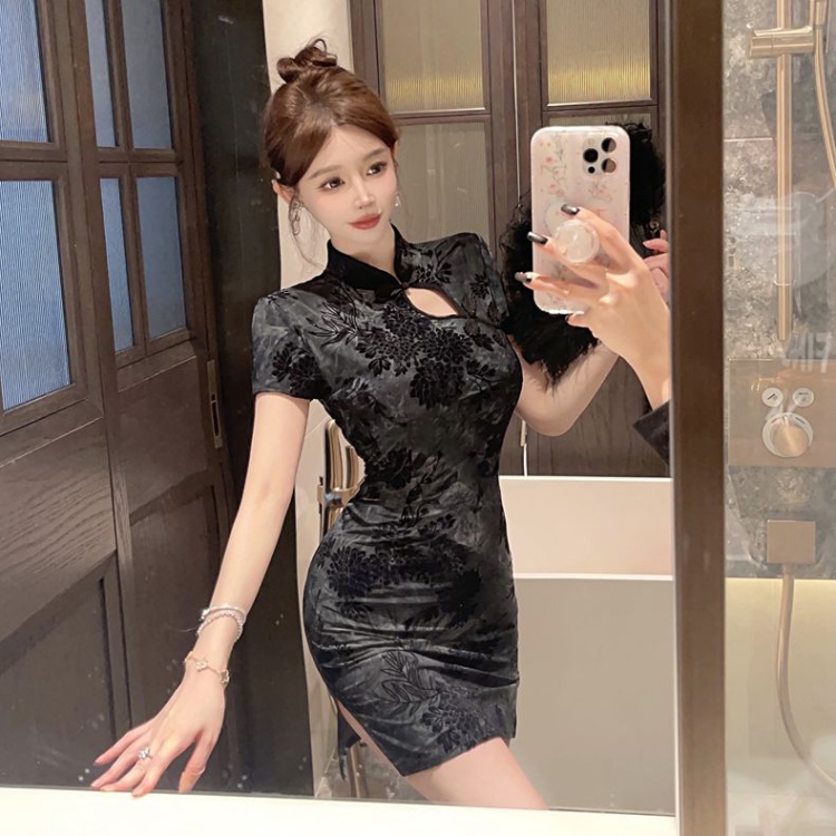 Nightclub retro Chinese style cheongsam sexy overalls dress