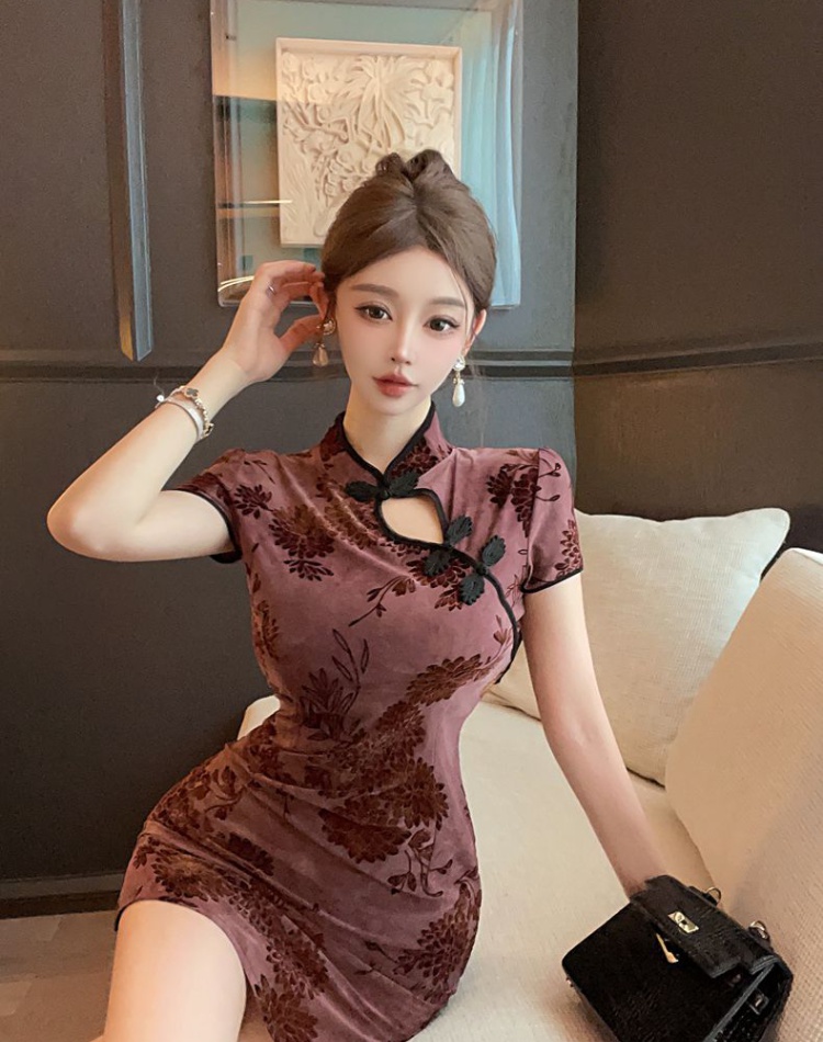 Nightclub retro Chinese style cheongsam sexy overalls dress