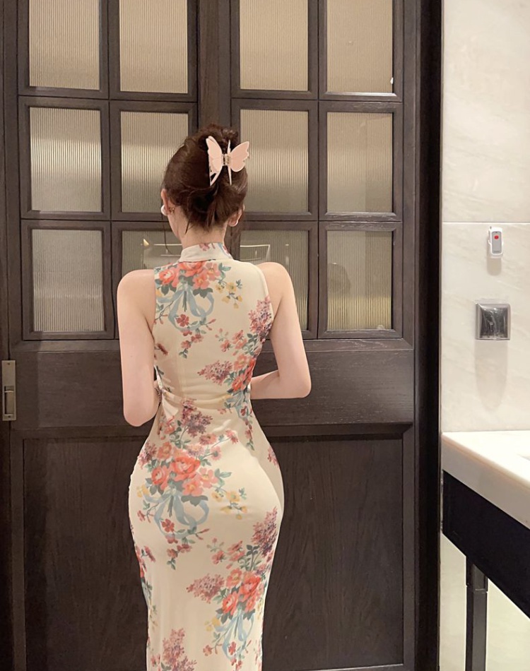Chinese style gauze dress tight package hip cheongsam for women