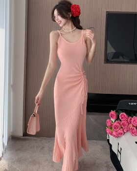 Sling France style dress knitted all-match long dress