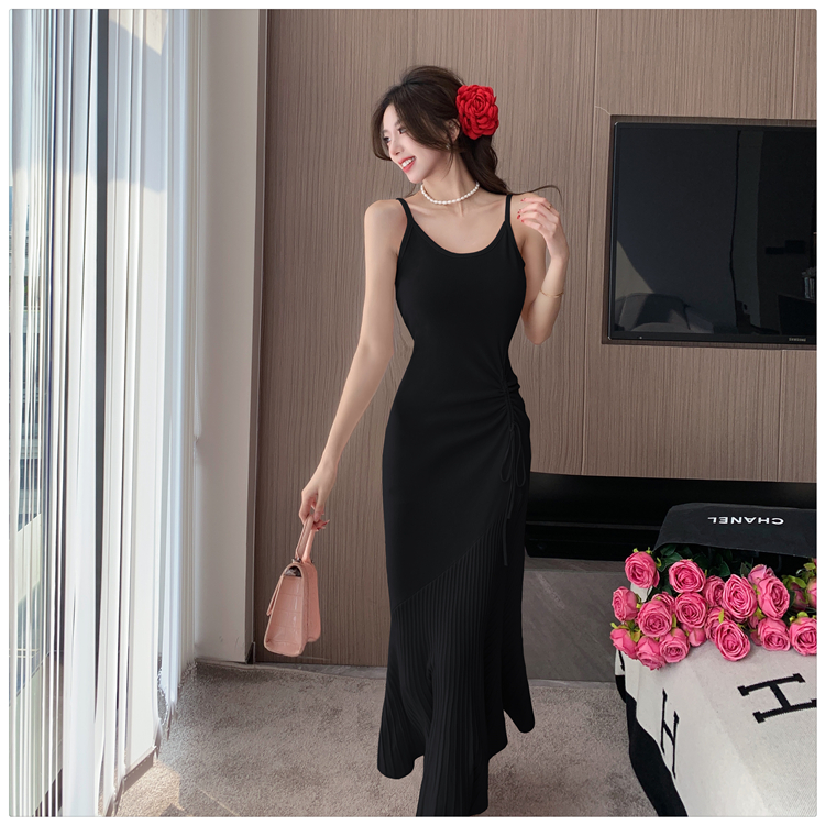 Sling France style dress knitted all-match long dress