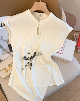 Summer slim tops Chinese style sleeveless T-shirt for women