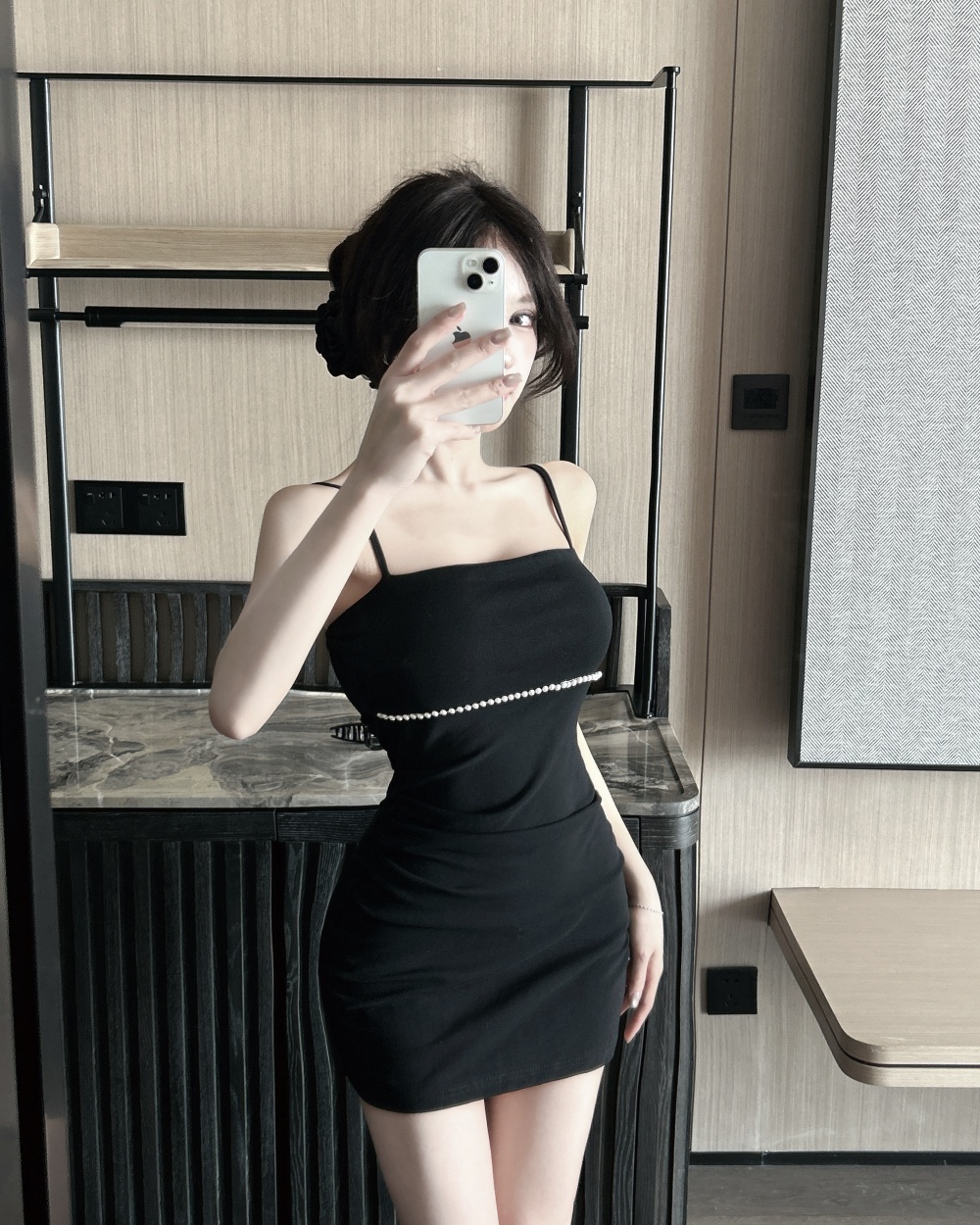 High waist slim enticement dress inside the ride sexy T-back