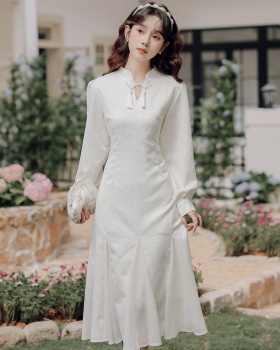 Chinese style cheongsam jacquard long dress for women