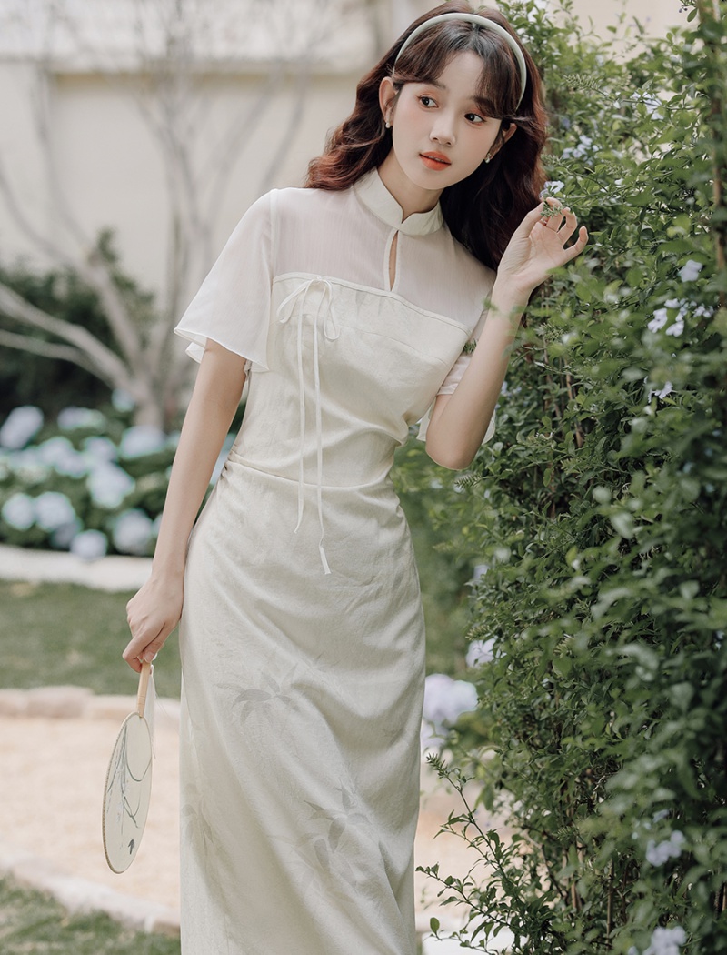 Slim Chinese style dress summer splice cheongsam for women