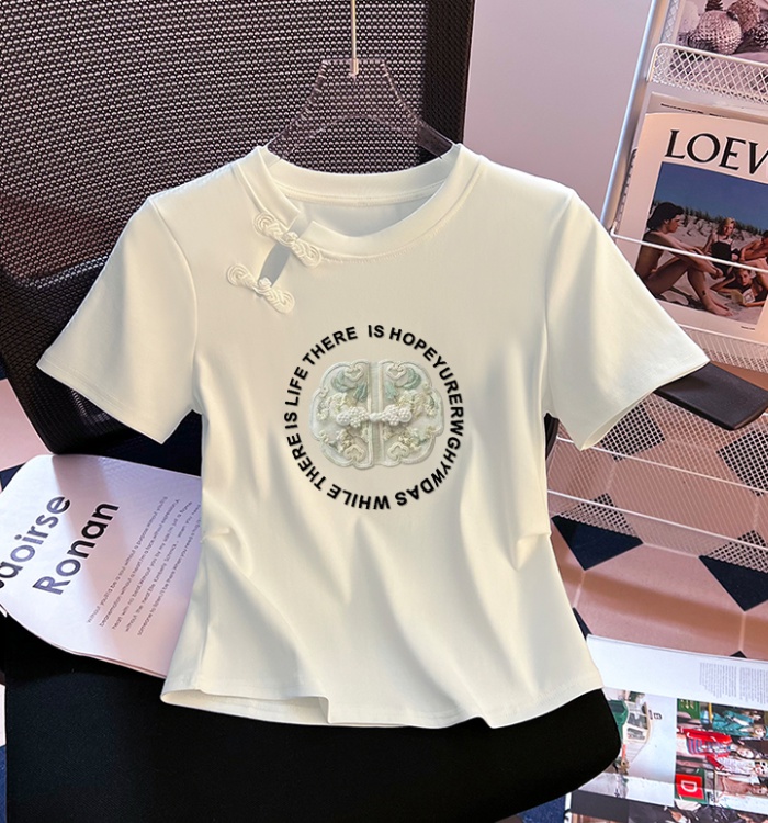 Chinese style retro T-shirt short sleeve tops for women