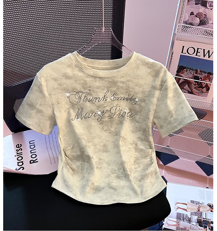 Summer rhinestone tops slim spicegirl T-shirt for women