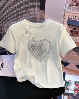 Split Chinese style T-shirt summer tops for women