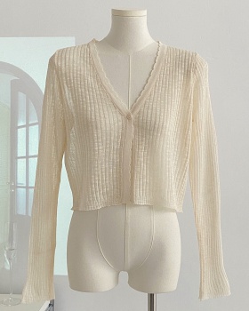 Knitted sun shirt ice silk tops for women
