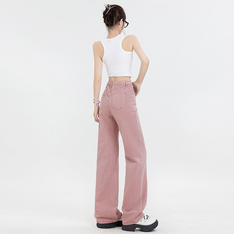 Straight high waist jeans slim pants for women