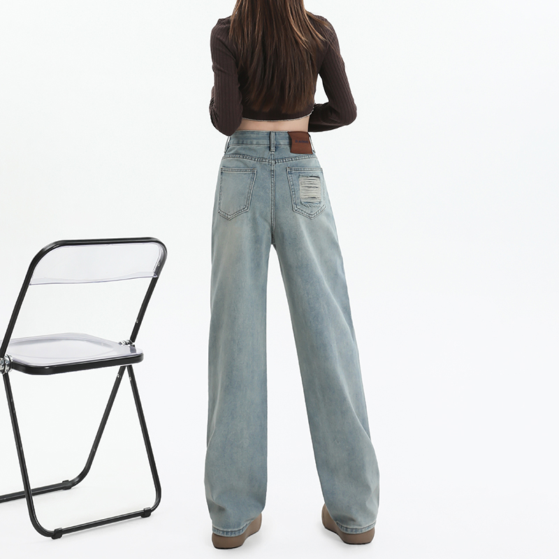 High waist jeans wide leg pants for women