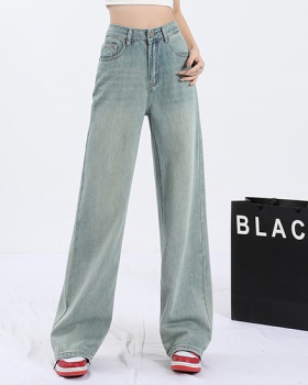 High waist soft straight fabrics jeans for women