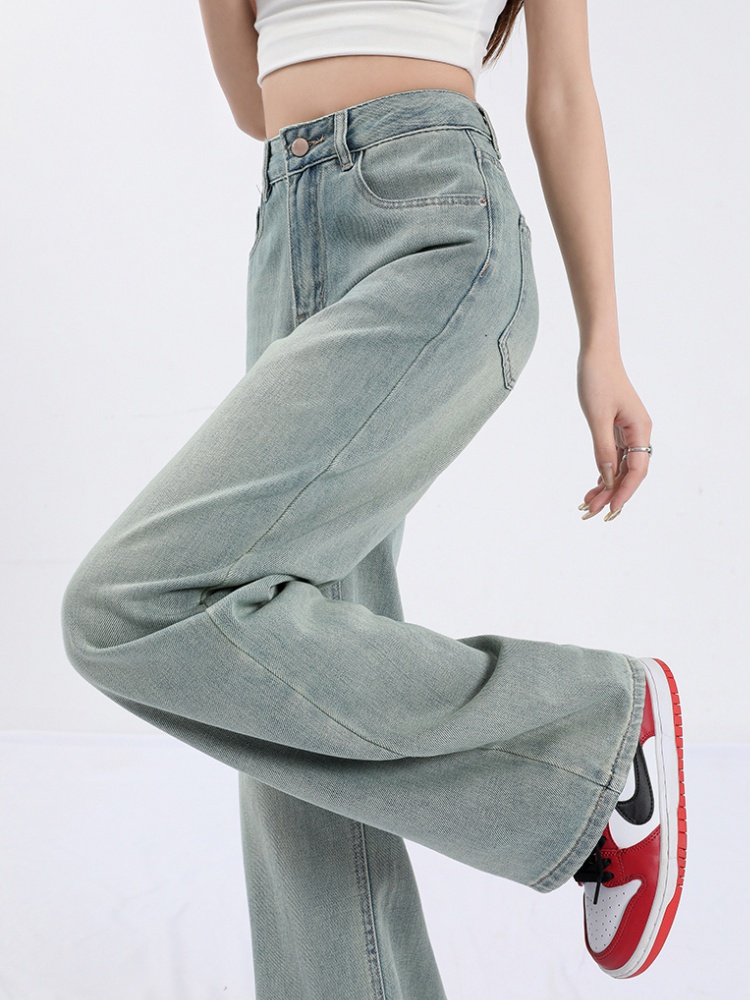 High waist lengthen long pants embroidery jeans for women