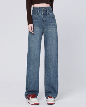 Straight slim jeans wide leg pants for women