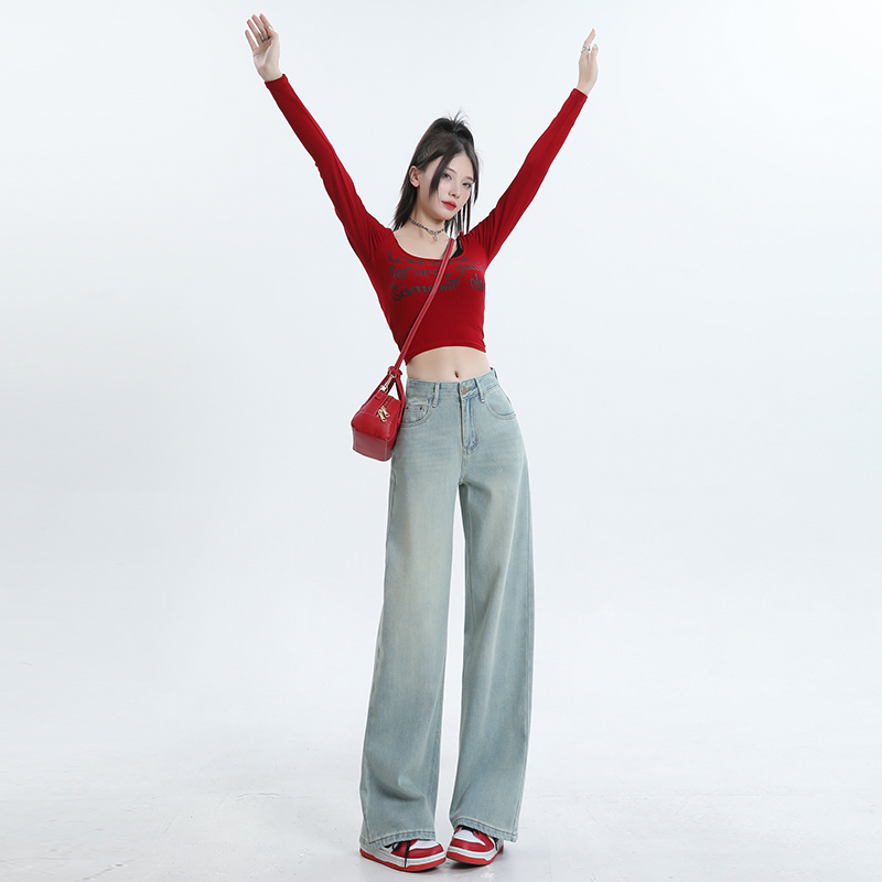 Nine tenths jeans embroidery long pants for women