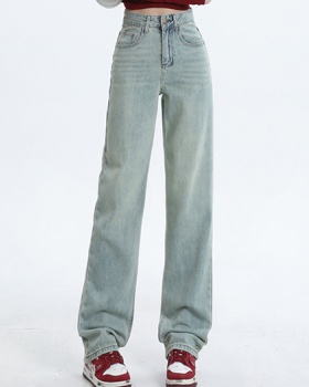 Spring and summer mixed colors straight embroidery jeans