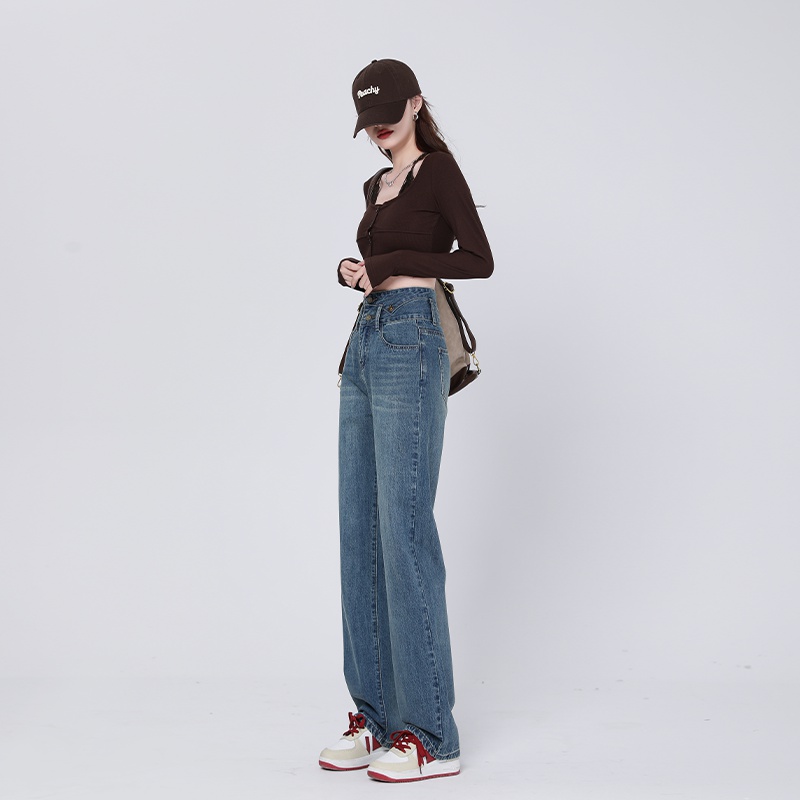 Mopping wide leg pants slim American style jeans for women