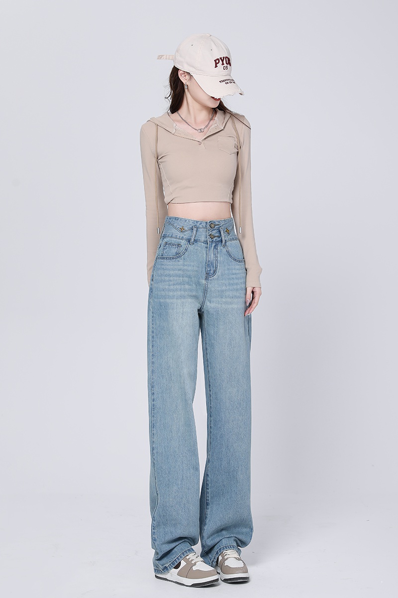 Mopping wide leg pants slim American style jeans for women