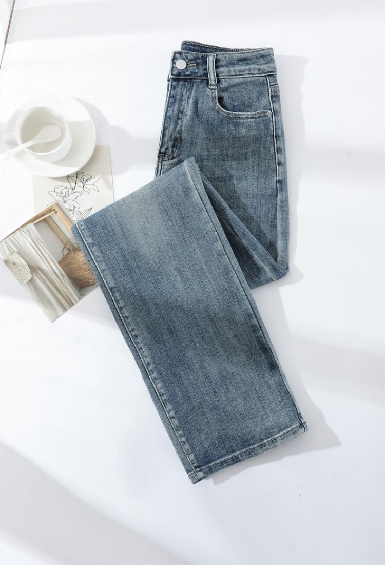 Straight pants drape spring elasticity jeans for women