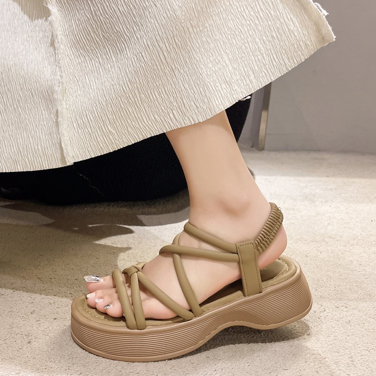 Korean style fish mouth shoes thick crust sandals for women