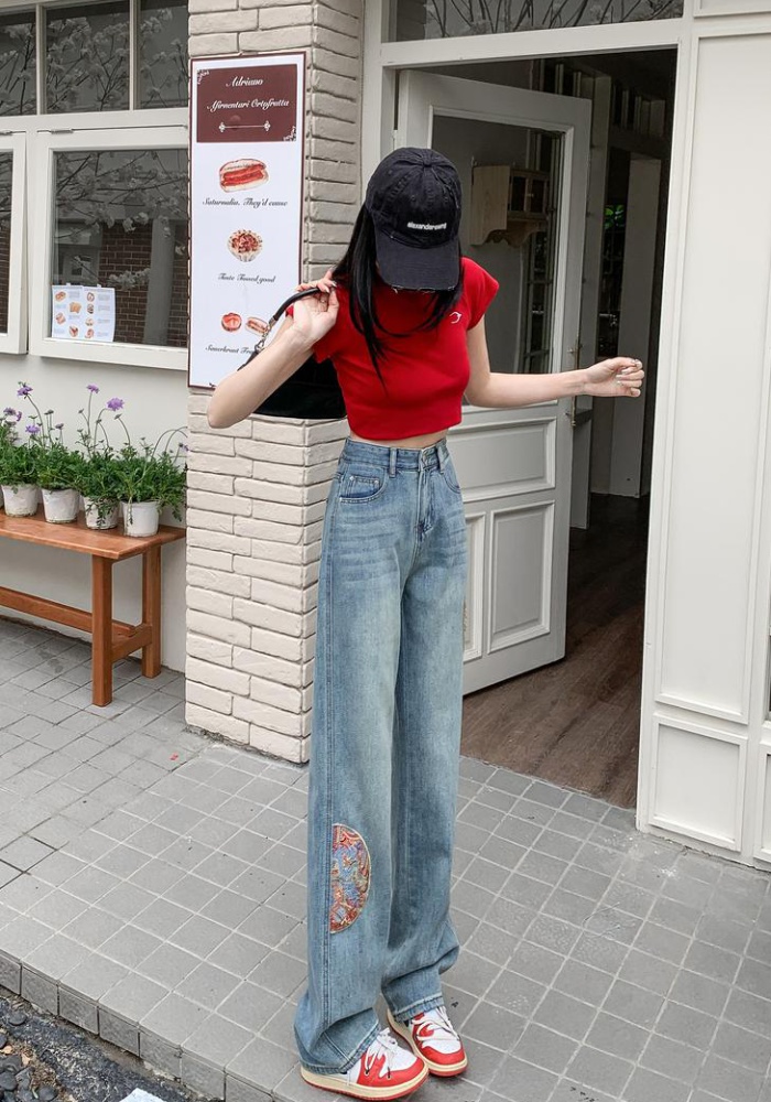 Slim drape jeans nine tenths long pants for women
