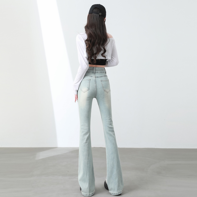 High quality retro long pants slim washed jeans for women