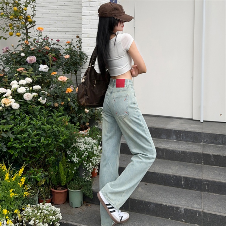 High quality mixed colors long pants embroidery jeans