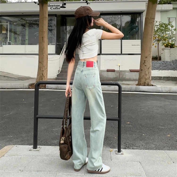 High quality mixed colors long pants embroidery jeans