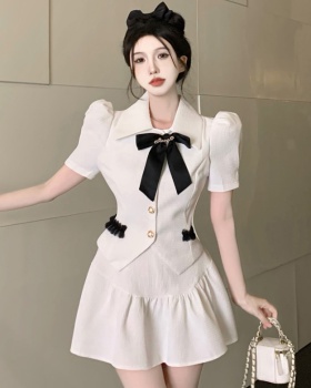 France style bow high waist chanelstyle tops a set