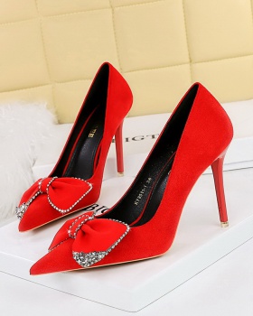 Rhinestone low shoes fine-root high-heeled shoes for women