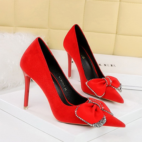 Rhinestone low shoes fine-root high-heeled shoes for women