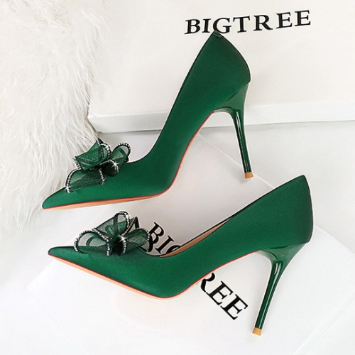 Bow shoes lace high-heeled shoes for women