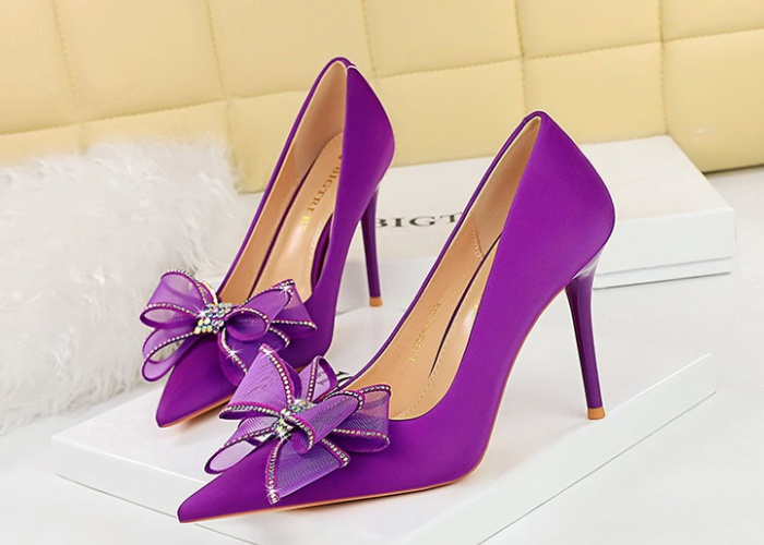 Bow shoes lace high-heeled shoes for women