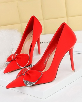 European style bow shoes low high-heeled shoes for women