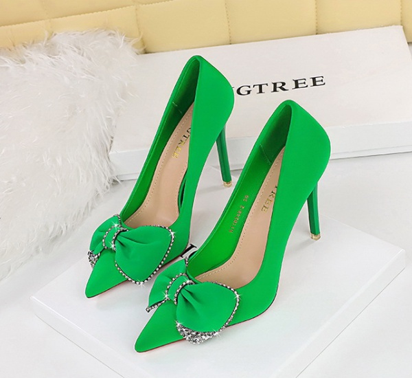 European style bow shoes low high-heeled shoes for women