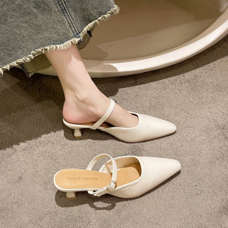 Buff half sandals fashion high-heeled slippers for women