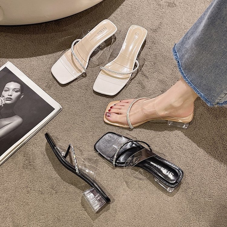 Summer high-heeled sandals at home rhinestone slippers