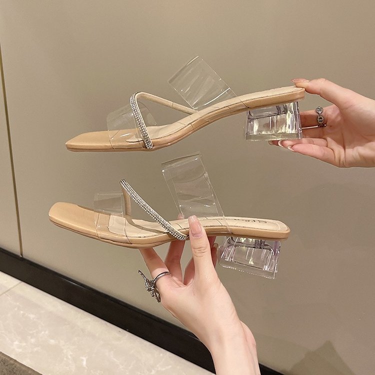 Summer high-heeled sandals at home rhinestone slippers