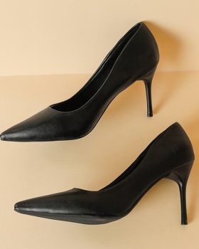Middle-heel black footware fine-root high-heeled shoes