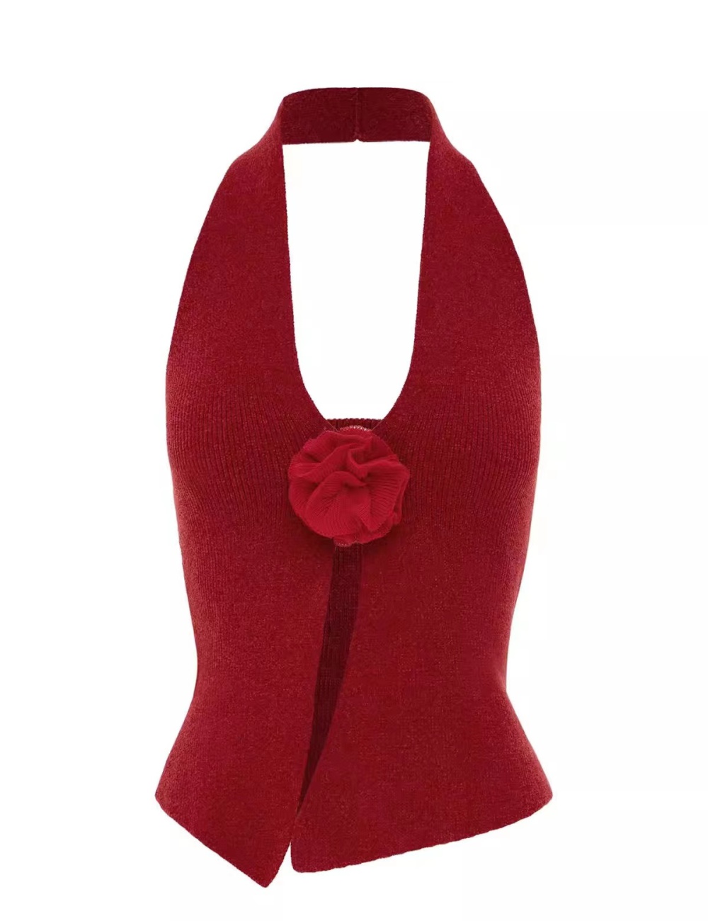 Low-cut stereoscopic red tops retro sling summer vest