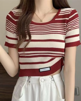 Short sleeve stripe niche summer T-shirt for women