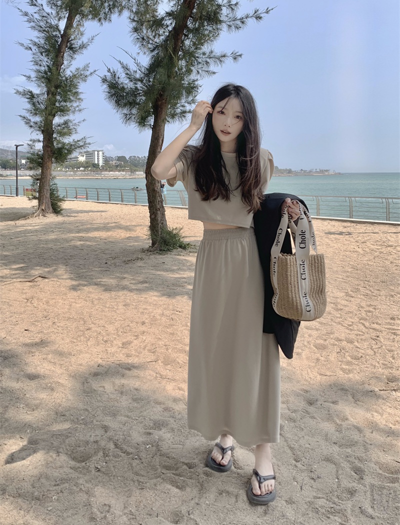 Korean style skirt slim T-shirt a set