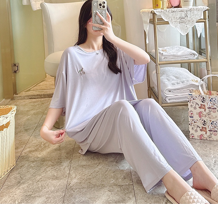 With chest pad long pants pajamas 3pcs set for women