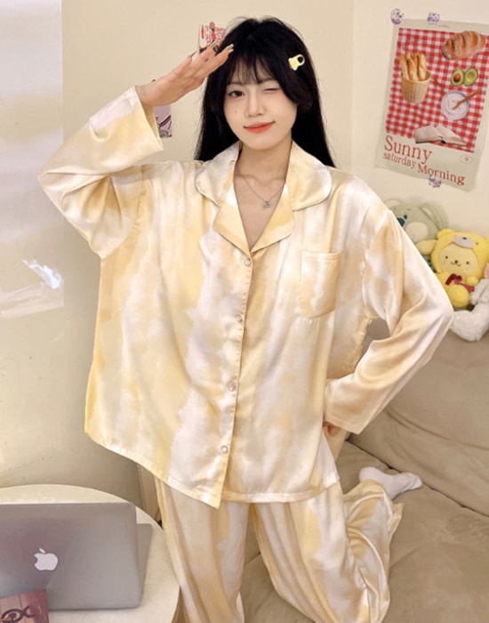 Spring and autumn pajamas cardigan a set for women