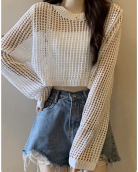 Hollow loose sweater Korean style short smock for women